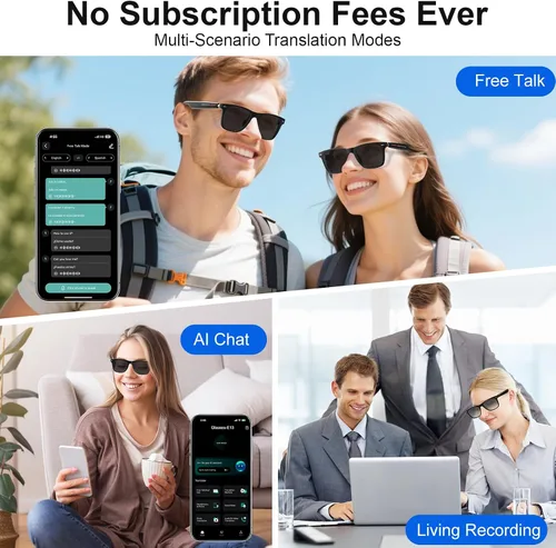 Miniatura 6 de Gafas inteligentes para hombres y mujeres con GPT de chat, gafas de traducción Bluetooth con 164 idiomas, audio de oído abierto con micrófono