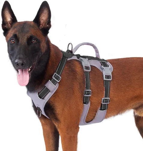 Miniatura 14 de Huntboo Arnés reflectante para perro con asa, a prueba de escape, antideslizante, transpirable, ligero, arnés de elevación ajustable para perros