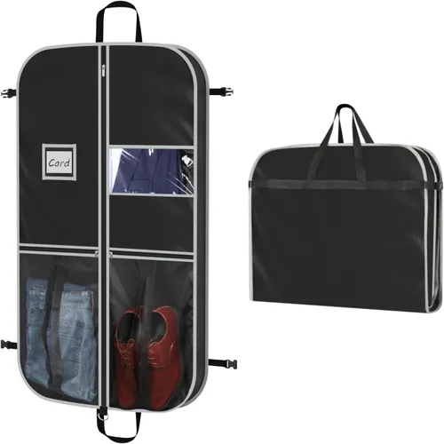 Miniatura 17 de Zilink Bolsa para trajes de 43 pulgadas Bolsas para trajes de viaje con bolsillos Funda transpirable para vestidos y trajes para almacenamiento