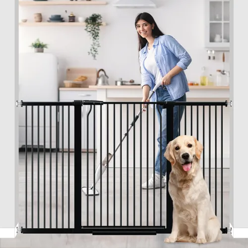 Miniatura 9 de Puerta de bebé extra alta de 41 pulgadas con puerta, puertas de perro de 29.6 a 40.5 pulgadas de ancho para puertas, escaleras, puerta grande