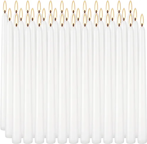 Miniatura 21 de Paquete de 14 velas cónicas rojas altas – Vela roja sin goteo de 10 pulgadas sin perfume – Cera de parafina con mechas de algodón – 8 horas