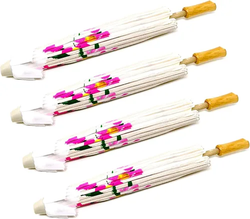 Miniatura 17 de TJ Global Paquete de 4 paraguas de 22 pulgadas para niños chinos japoneses para bodas, fotografías, disfraces, cosplay, decoración y otros eventos