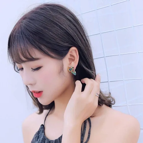 Miniatura 3 de ShiYsRL - Juego de pendientes de perlas de cristal para mujer, diseño de mariposas, multicolor