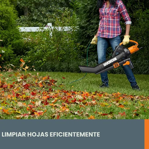 Miniatura 5 de WORX WG509 Trivac de 12 amperios, soplador de hojas eléctrico 3 en 1, aspirador de hojas y trituradora de hojas para el cuidado del césped
