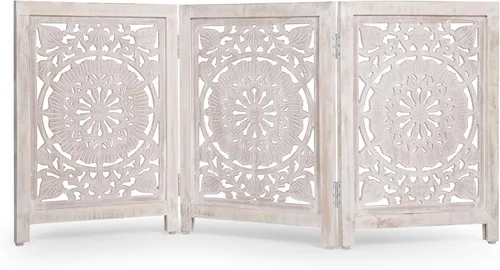 Miniatura 20 de Lightnpro Valla de madera geométrica para mascotas - Puerta de seguridad plegable independiente para perros, cachorros y mascotas pequeñas, valla