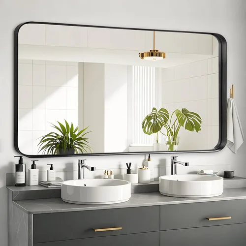 Miniatura 29 de Fabuday Espejo Grande de Baño Negro de 40x30 Pulgadas - Espejos Rectangulares con Marco para Pared, Espejo de Metal Negro Montado en la Pared