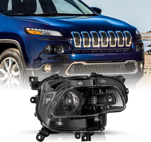 Miniatura 12 de JSBOYAT Compatible con 2014-2018 Jeep Cherokee Luz LED DRL de estacionamiento Señal de giro estilo OE Faros LED DRL cromados para parachoques Señal