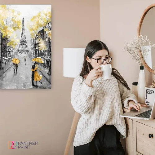 Miniatura 3 de Lienzo decorativo para pared de París en blanco y negro, amarillo, 12 x 8 pulgadas