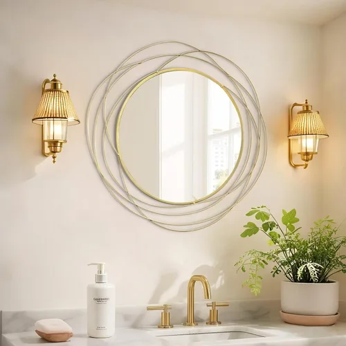 Miniatura 12 de HQiJun Espejo Redondo de Pared – Espejo Circular Grande Negro de 26.8" para Pared con Marco de Metal Decorativo Arte Duradero, Espejo Colgante