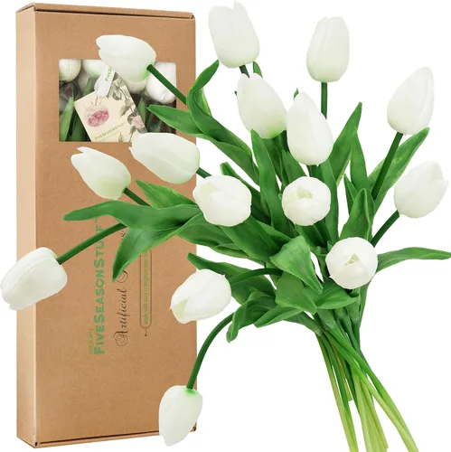 FiveSeasonStuff - Flores artificiales de tulipanes, se sientes reales al tacto, ideales como ramo de boda, decoración del hogar, fiesta, arreglos