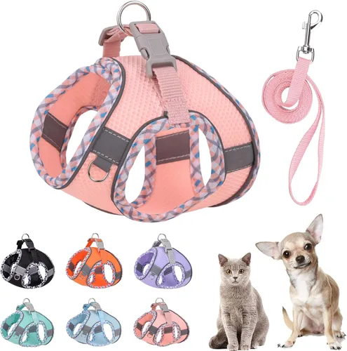 Miniatura 10 de Lindo arnés a cuadros para perros pequeños, de malla suave, arnés y correa para perros pequeños, arnés y correa para perros pequeños, chaleco