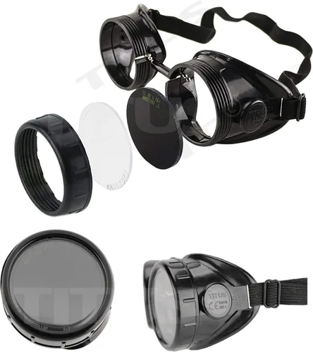 Miniatura 2 de TITUS Copa tipo C Marco de calidad industrial gafas de soldadura UV IR verde 5,7,8,9,10,11,12,13, o 14 filtro con estuche y almohadillas