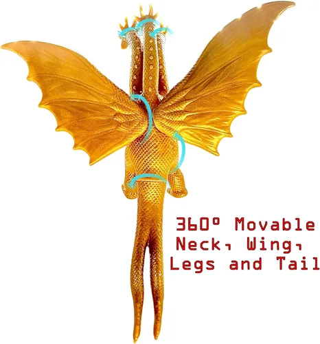 Miniatura 4 de TwCare Rey Ghidorah, serie de películas de 1964, figuras de acción de dinosaurio con articulaciones móviles, Rey de los Monstruos, bolsa de viaje