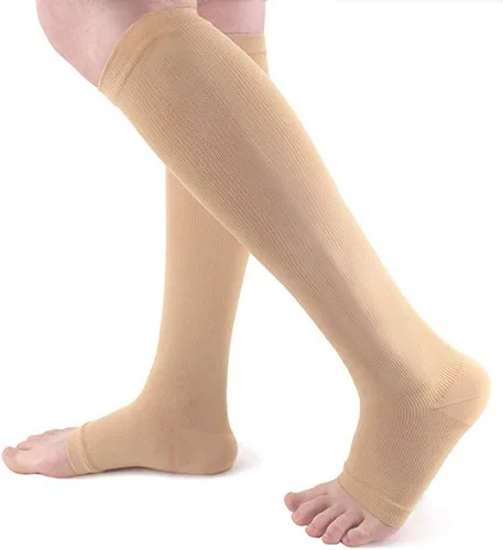 Miniatura 3 de Calcetines de compresión de cobre para mujeres y hombres, punta abierta, 15-20 mmHg, es el mejor apoyo para la recuperación de la circulación y uso