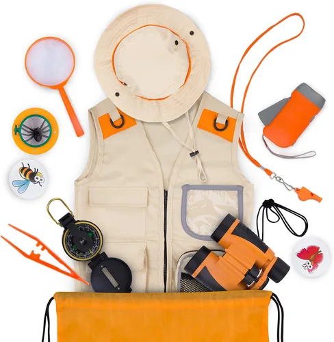 Miniatura 8 de Kit de Explorador Infantil con Chaleco y Sombrero de Safari para Niños de 7 a 12 Años - Disfraz de Safari y Vestirse como Guardián de Zoológico