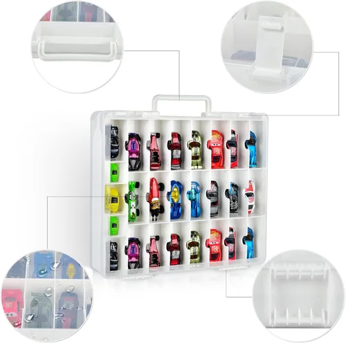 Miniatura 4 de FULLCASE Organizador de juguetes de almacenamiento compatible con Hot Wheels Car, contenedor para coches Matchbox, mini juguetes, muñecas pequeñas