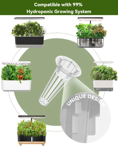 Miniatura 4 de Hydroponics - Vaina de semillas con albahaca genovesa y albahaca morada, kit completo de 8 cápsulas con esponja, canasta, cúpula, etiqueta