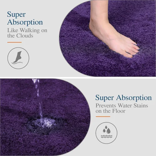 Miniatura 3 de Walensee Alfombra de baño grande (24 x 36 pulgadas, aguamarina) extrasuave y absorbente, lavable a máquina, de microfibra, antideslizante, de lujo