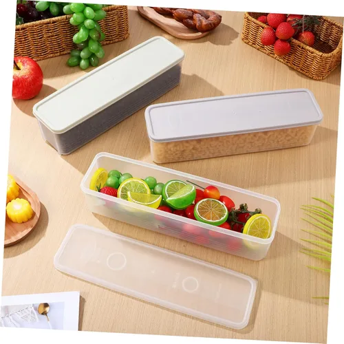Miniatura 3 de 3 Pcs Transparent Fridge Organizers Food Storage Containers for Fruit Vegetable Bread Cheese Stackable PP Plastic Produce Saver Boxes with Airtight