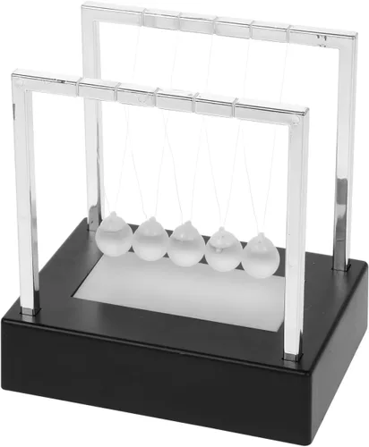 SEWACC Newton's Cradle Balance - Bolas de péndulo para decoración de oficina con base negra, escritorio con luz LED, bolas cinéticas oscilantes,