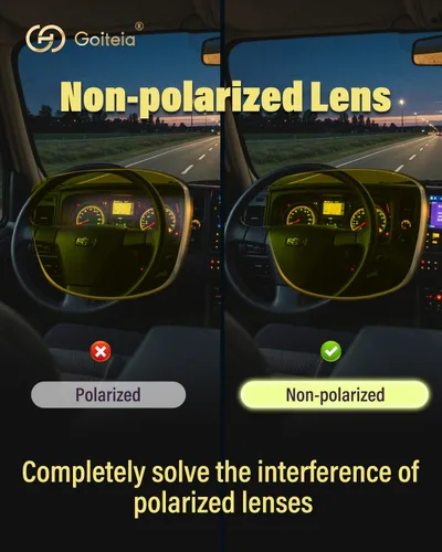 Miniatura 6 de Goiteia Lentes de conducción nocturna para hombres y mujeres, lentes amarillos para días lluviosos, antirreflejos desde los faros delanteros y Negro