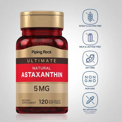 Miniatura 3 de Piping Rock Suplementos de astaxantina de 5 mg 120 cápsulas blandas Sin OMG, sin gluten