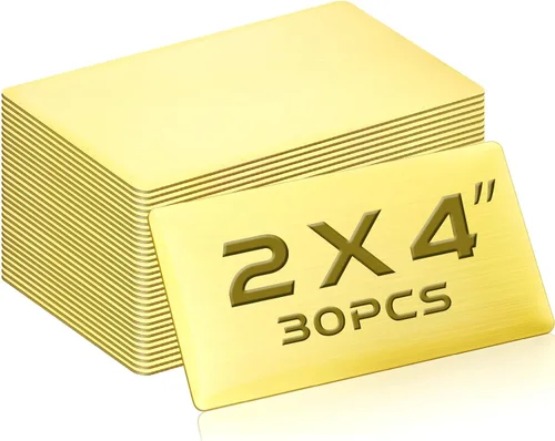 Miniatura 21 de Therwen 30 Piezas Placas de Nombre Grabadas con Láser de Acero Inoxidable Cepillado Placa Personalizada Placa en Blanco Etiqueta de Nombre Negro