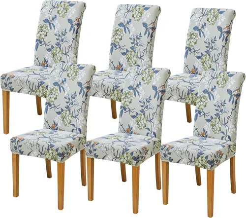 Miniatura 12 de FORCHEER Juego de 6 fundas para sillas de comedor, fundas elásticas para sillas de cocina, 6 piezas, fundas para silla Parson, paquete de 6, Flores