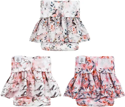 Miniatura 20 de CuteBone Pañales para perras con faldas, paquete de 3 vestidos reutilizables para cachorros, pantalones para el período de ciclo de calor QBD11M