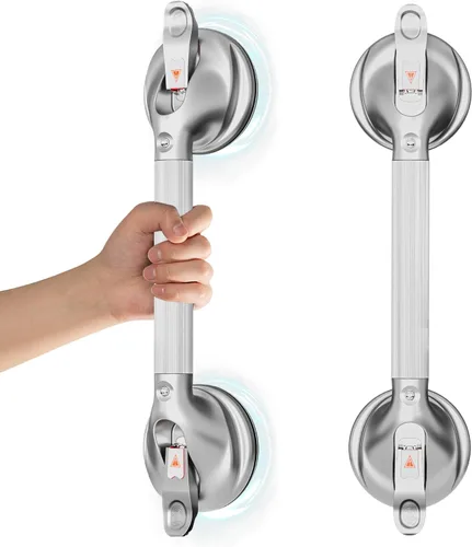 Miniatura 13 de DAILYLIFE Barras de agarre para bañeras y duchas, asas de ducha de 17 pulgadas con ventosa para ancianos, barra de agarre de seguridad para ducha