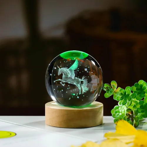 Miniatura 2 de Regalos de unicornio 3D para mujeres - Bola de cristales, figuras de unicornio, decoración, figurilla de animales de vidrio