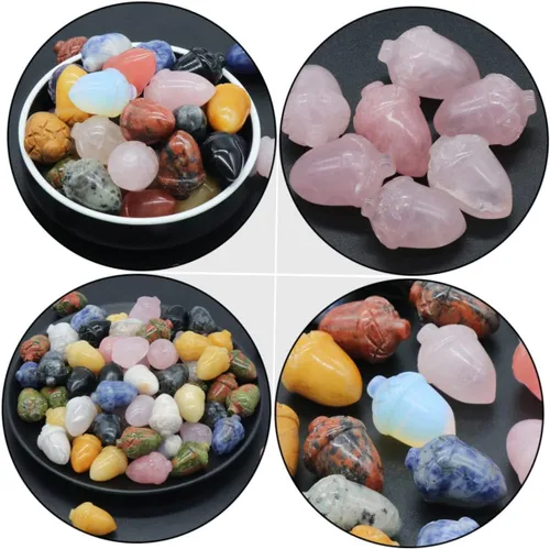 Miniatura 7 de Happyyami 6 piezas de conos de pino de piedra para regalo de cristal curativo, decoración de macetas de roca de cristal, conos de pino, adorno