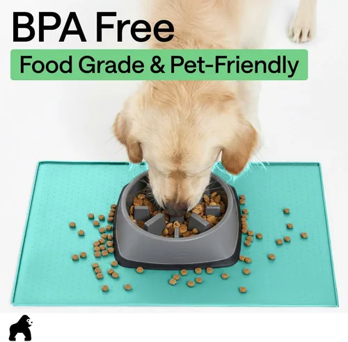Miniatura 8 de Gorilla Grip - Tapete de 100% silicona impermeable con borde elevado, sin BPA, para alimentación de mascotas, contiene derrames, protege el piso
