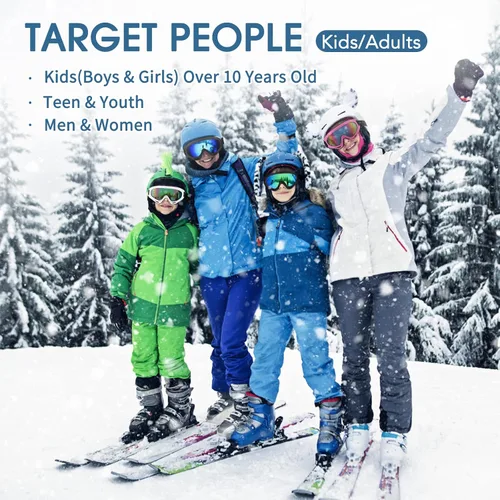 Miniatura 6 de Paquete de 4 gafas de nieve para esquiar, gafas de nieve para hombres, mujeres, niños, jóvenes, adultos, niños y niñas, gafas de snowboard