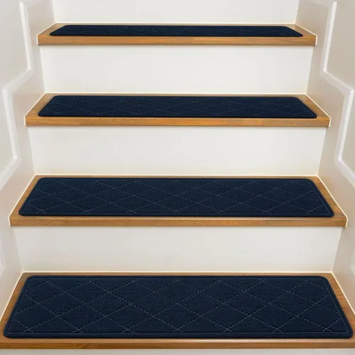Miniatura 14 de Stair Treads with Landing Rug for Wooden Steps Indoor, Peel and Stick Stair Treads Matching-Mat 20"X32" Stair Landing Slip Resistant Polyester Stair