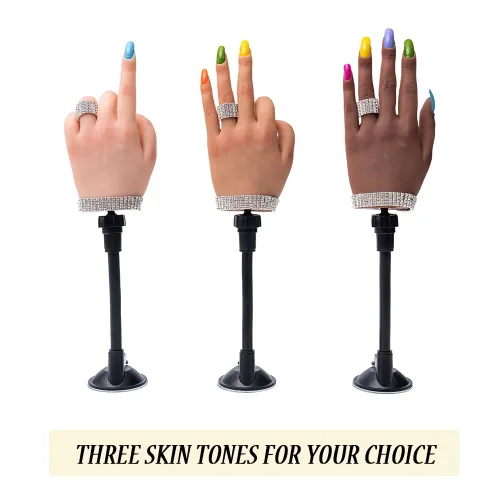 Miniatura 6 de Mano de práctica de uñas de silicona para uñas acrílicas, manos de maniquí profesional para práctica de uñas con soporte ajustable, mano falsa