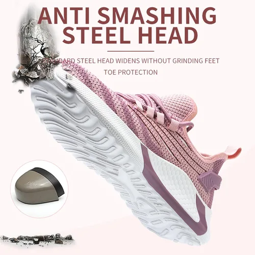 Miniatura 2 de MAIZUN Zapatos con punta de acero para mujer, ligeros, zapatos de trabajo de seguridad, indestructibles, antideslizantes, zapatos de punta compuesta