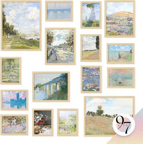 97 Decor Arte de pared grande de Claude Monet de 11 x 14 pulgadas, impresiones Claude Monet para decoración de pared, póster vintage de Monet para