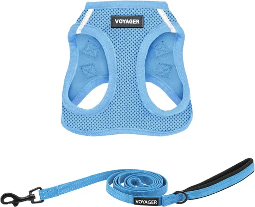 Miniatura 9 de Combo de arnés de malla Voyager Step-in Air para todo clima y correa reflectante para perro de 5 pies con mango de neopreno, para cachorros de razas