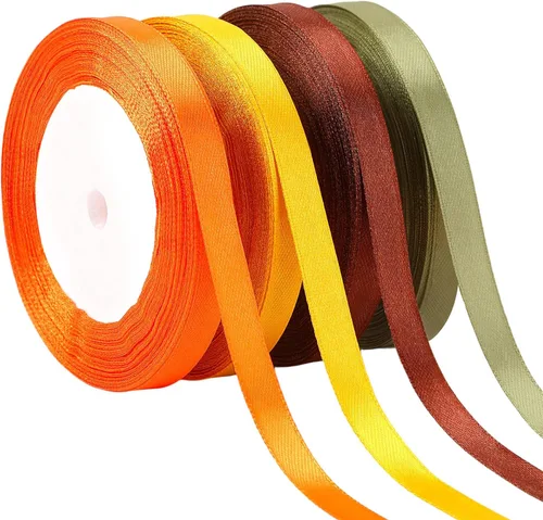 Miniatura 10 de DECYOOL - Cinta de Navidad, 4 rollos de 100 yardas de cintas navideñas para envolver regalos (0.6 in de ancho, rojo, verde, dorado y plateado)