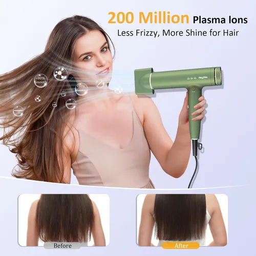 Miniatura 3 de Secador de pelo de iones de plasma de alta velocidad con difusor, secador profesional de 110000 rpm, motor sin escobillas para secado rápido, 1500