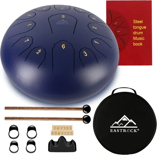 Miniatura 17 de EASTROCK Tambor de lengua de acero para niños de 6 pulgadas, 8 notas, instrumento de percusión, tambor handpan en clave C con bolsa de viaje