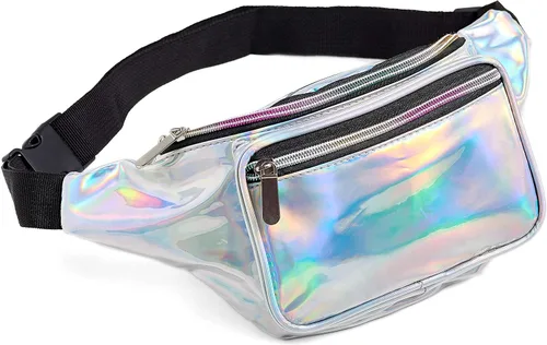 Riñonera de arcoiris, holográfica, dorada, negra, de tiburón, para mujeres, niñas, paara fiesta o festival), CT-0003