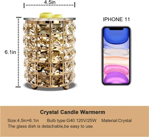 Miniatura 3 de Calentador de cera de cristal de hierro forjado, quemador de aceite eléctrico, cera derretida para el hogar, cocina, sala de estar, dormitorio, spa