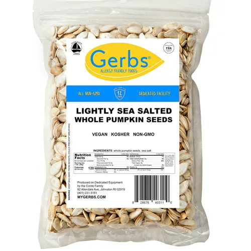 Miniatura 7 de Semillas de calabaza ligeramente saladas con sal marina en cáscara de Gerbs - 4 libras - Libres de los 11 principales alérgenos alimentarios y sin