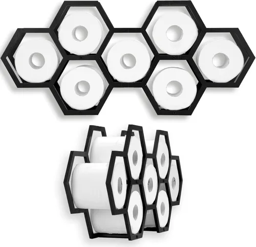 Beeveer Sostenga 7 rollos moderno flotante de panal soporte de papel higiénico moderno estante de almacenamiento de papel higiénico de madera para