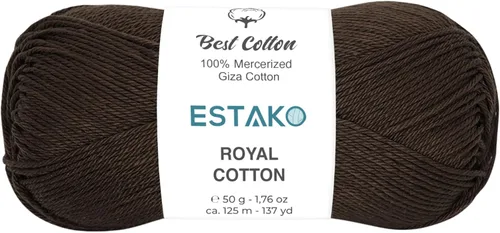 Miniatura 6 de Estako Algodón Royal, 100% hilo de algodón giza mercerizado, suave, súper fino 1 para ganchillo y tejer, 1.76 onzas (50g) / 137 yardas (125m)