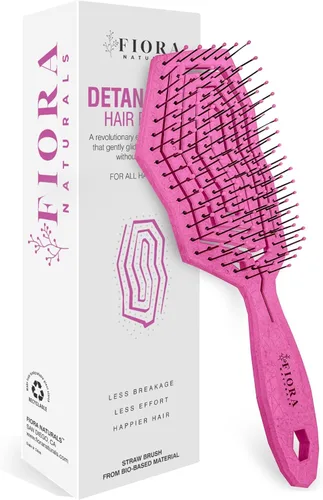 Miniatura 20 de Fiora Naturals Juego de cepillo desenredante bio-amigable, cepillo redondo y peine para mujeres - Todos los tipos de cabello: natural, fino y rizado