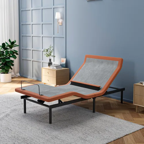 Miniatura 14 de ESHINE Marco de cama ajustable + colchón híbrido de 14 pulgadas, soporte lumbar, inclinación de almohada para la cabeza, control de aplicación