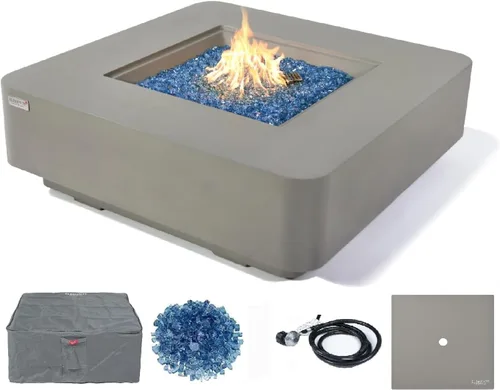 Miniatura 36 de Elementi+ Mesa de Fuego de Gas Colorado de Hormigón Fundido de 56" Rectangular, Hoguera al Aire Libre con Ignición Electrónica Incluye Cubierta